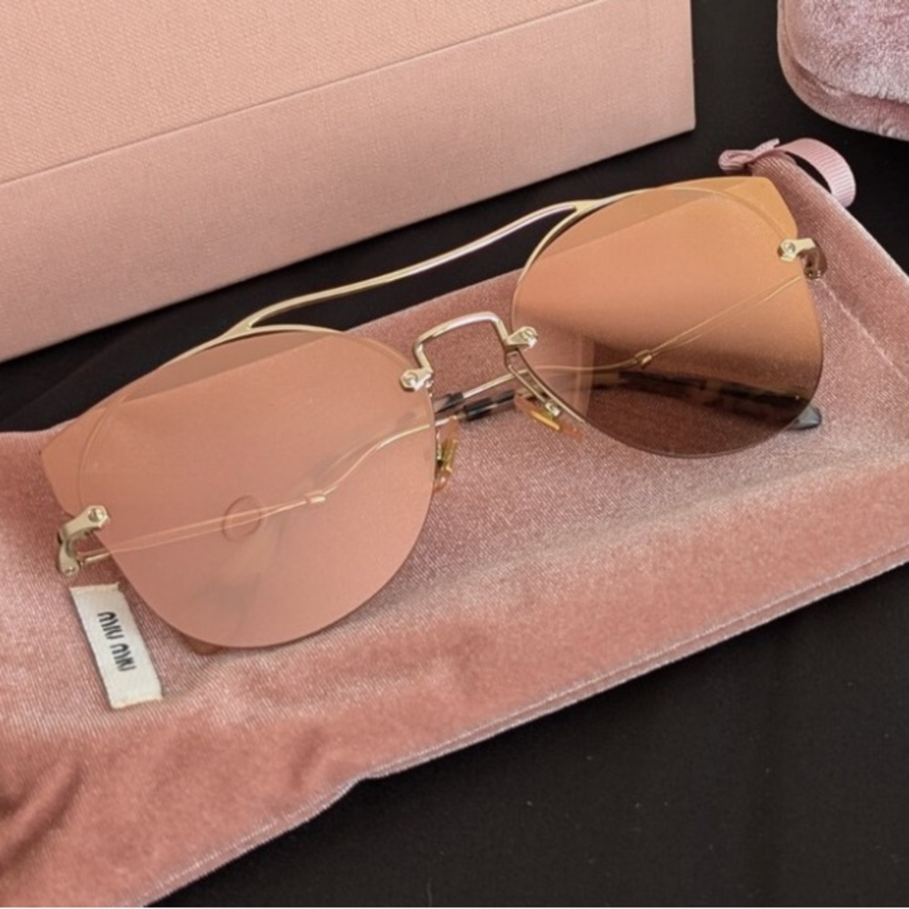 Miu Miu Pink Mirror Cat Eye Sunglasses 52s